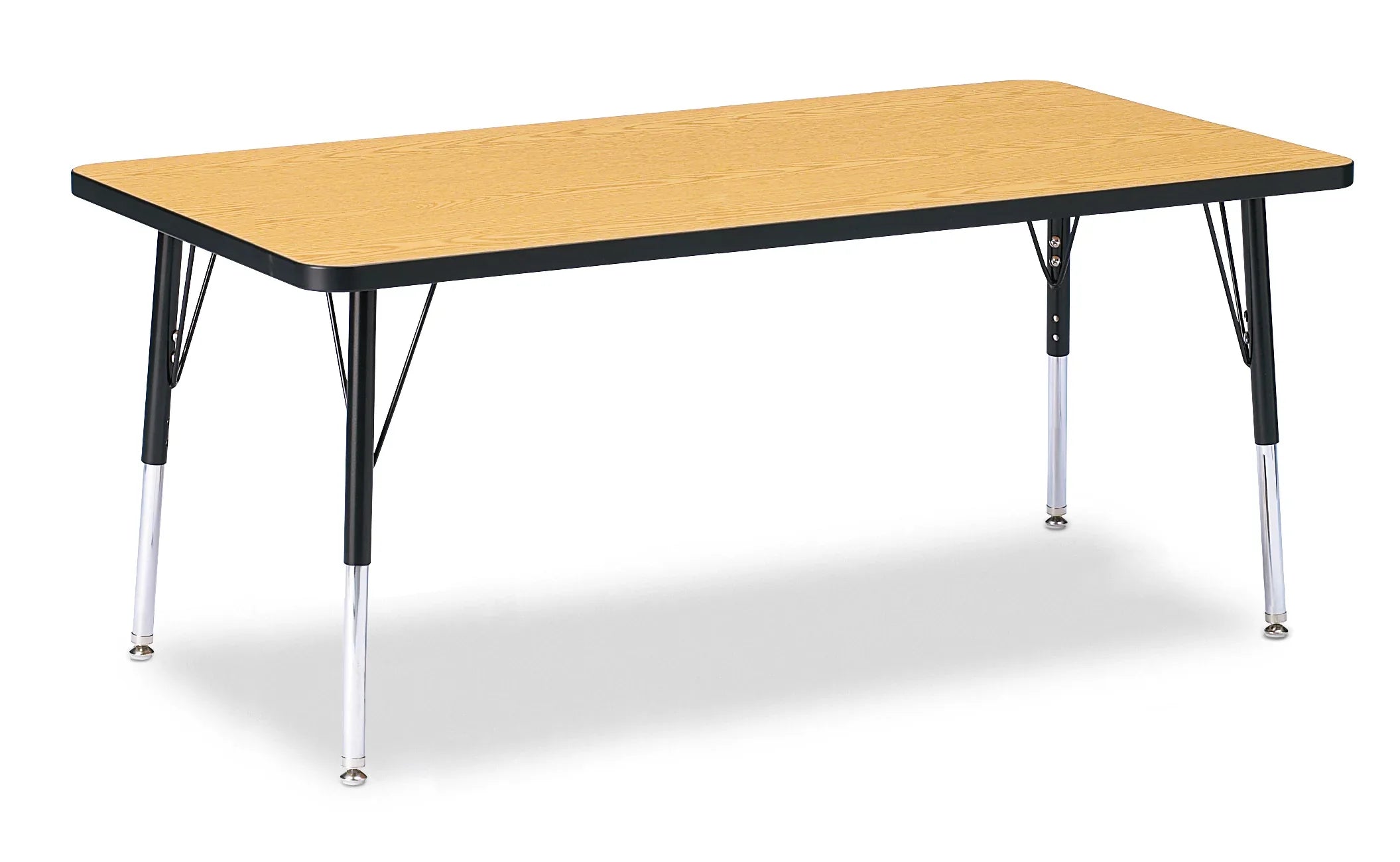 Berries® Rectangle Activity Table - 30" X 60", E-height - Oak/Black/Black