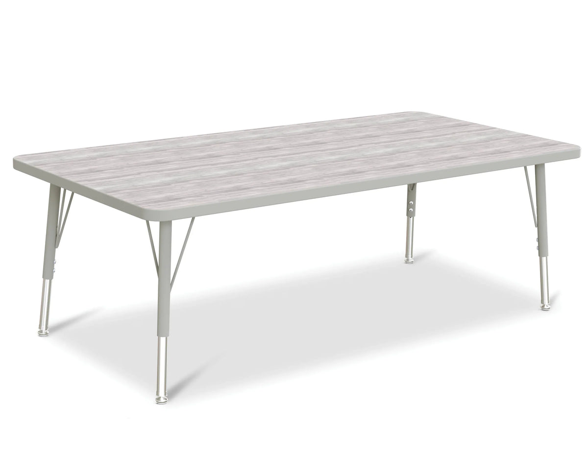 Berries® Rectangle Activity Table - 30" X 60", E-height - Driftwood Gray/Gray/Gray