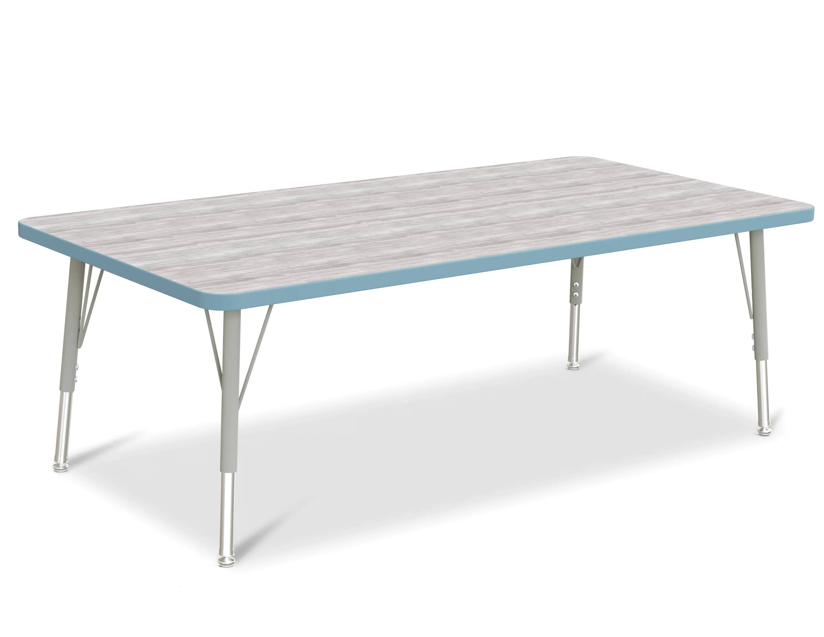 Berries® Rectangle Activity Table - 30" X 60", E-height - Driftwood Gray/Coastal Blue/Gray