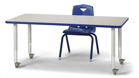 Berries® Rectangle Activity Table - 30" X 60", Mobile - Freckled Gray/Blue/Gray