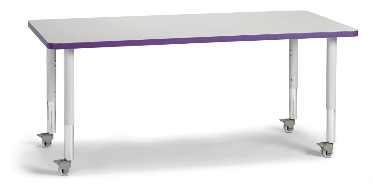 Berries® Rectangle Activity Table - 30" X 60", Mobile - Freckled Gray/Purple/Gray
