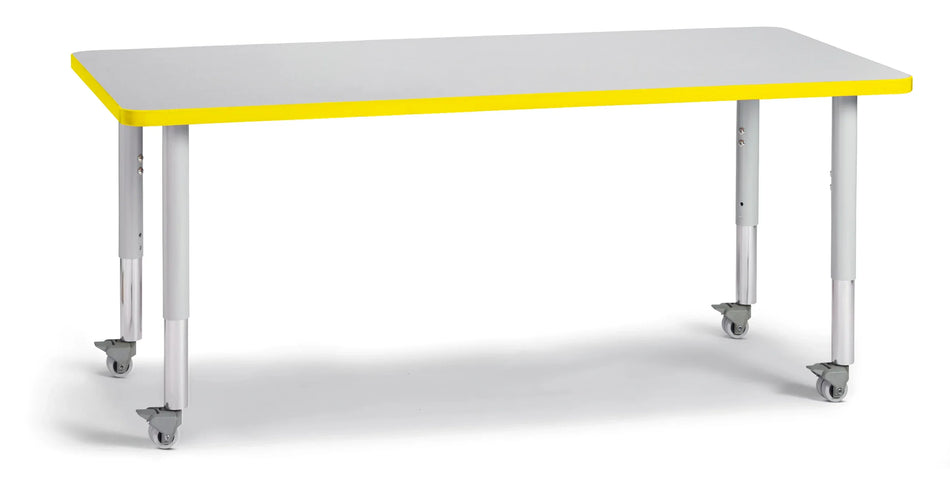 Berries® Rectangle Activity Table - 30" X 60", Mobile - Freckled Gray/Yellow/Gray