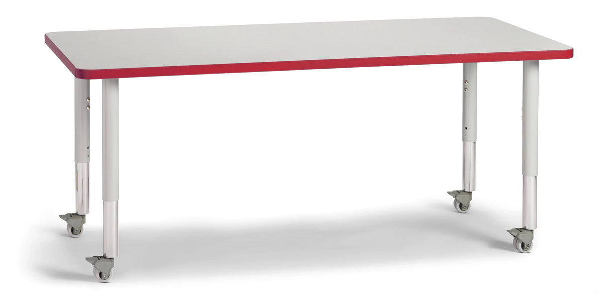 Berries® Rectangle Activity Table - 30" X 60", Mobile - Freckled Gray/Red/Gray