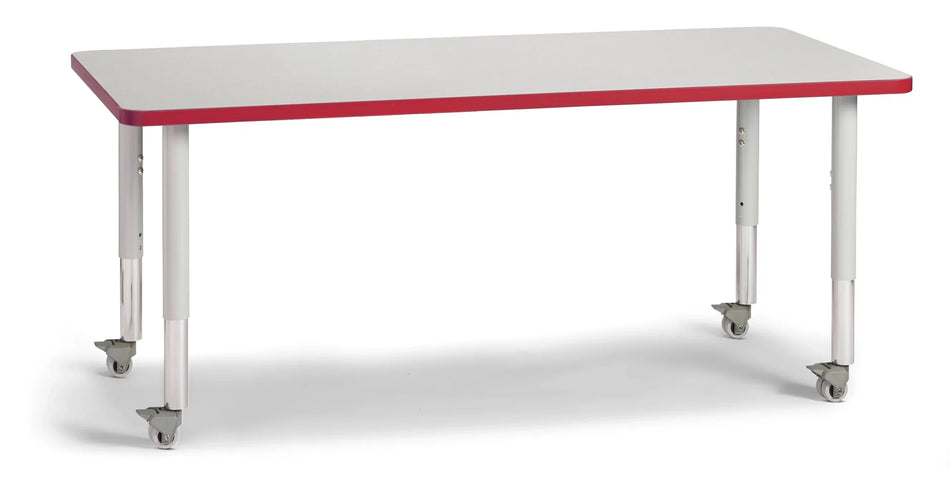 Berries® Rectangle Activity Table - 30" X 60", Mobile - Freckled Gray/Red/Gray