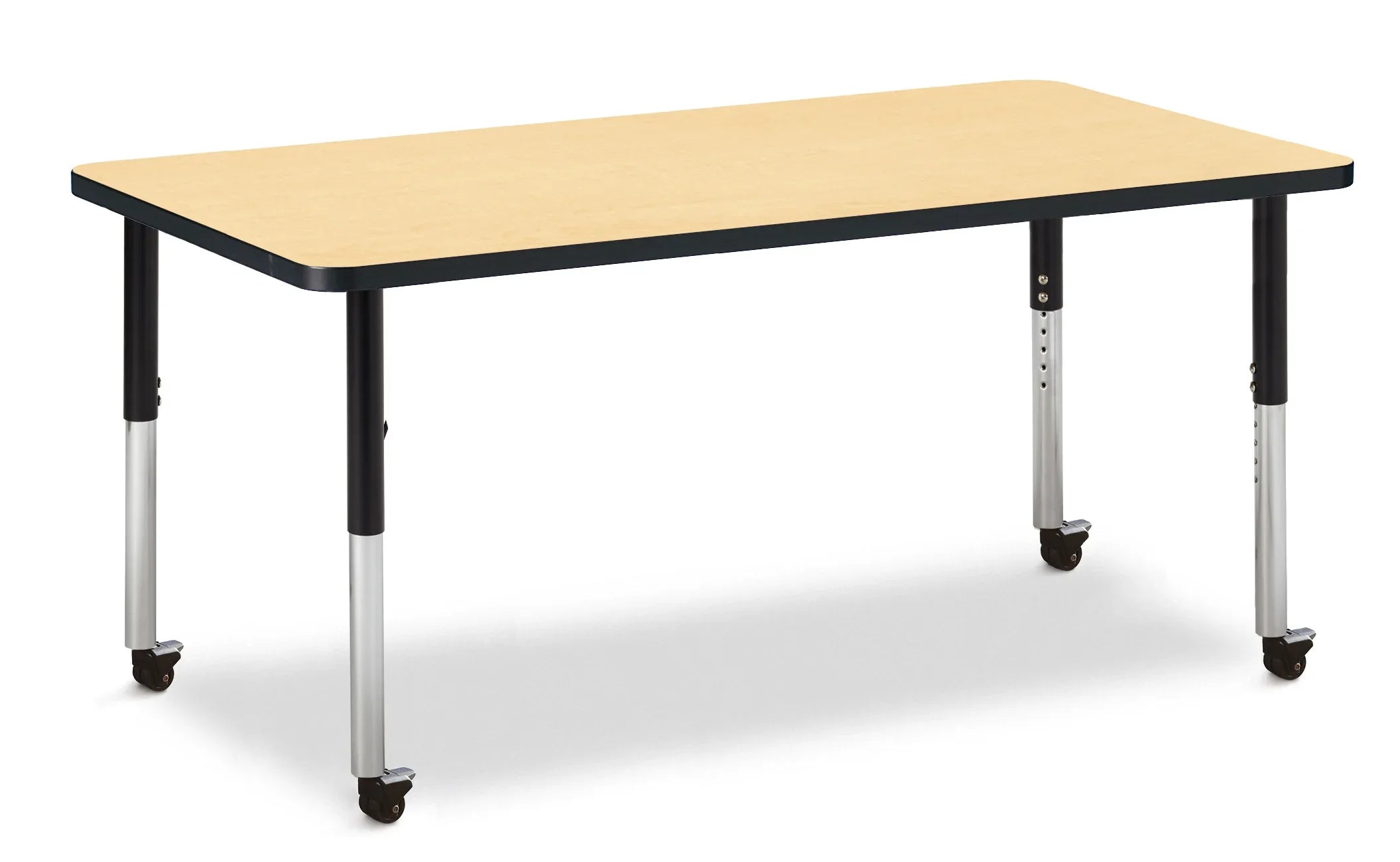 Berries® Rectangle Activity Table - 30" X 60", Mobile - Maple/Black/Black