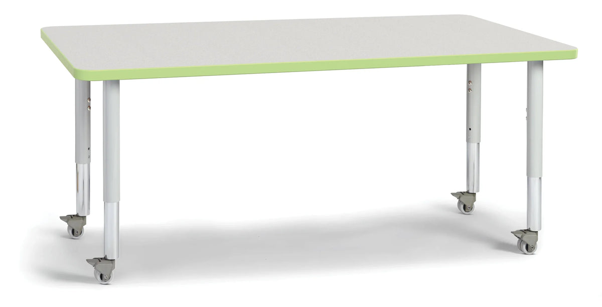 Berries® Rectangle Activity Table - 30" X 60", Mobile - Freckled Gray/Key Lime/Gray