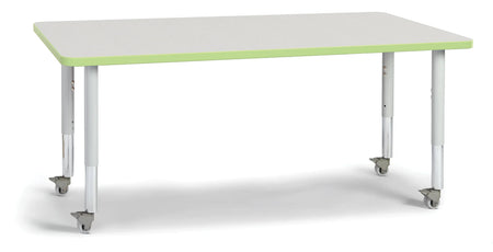 Berries® Rectangle Activity Table - 30" X 60", Mobile - Freckled Gray/Key Lime/Gray