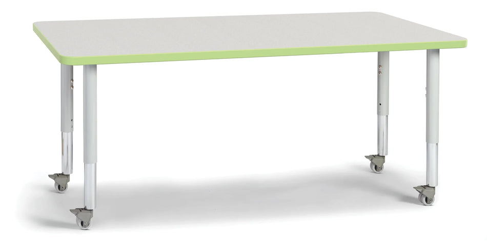 Berries® Rectangle Activity Table - 30" X 60", Mobile - Freckled Gray/Key Lime/Gray