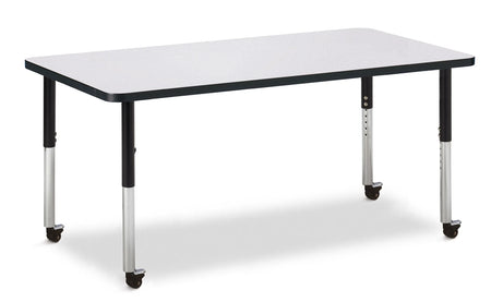 Berries® Rectangle Activity Table - 30" X 60", Mobile - Freckled Gray/Black/Black