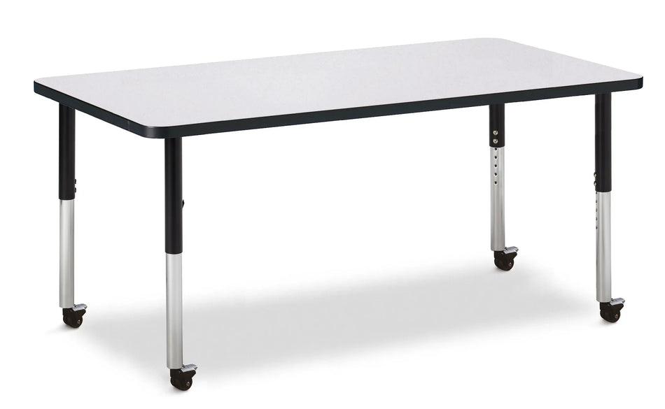 Berries® Rectangle Activity Table - 30" X 60", Mobile - Freckled Gray/Black/Black