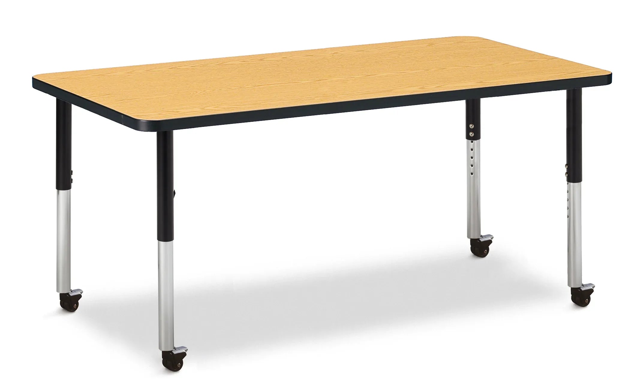 Berries® Rectangle Activity Table - 30" X 60", Mobile - Oak/Black/Black