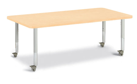 Berries® Rectangle Activity Table - 30" X 60", Mobile - Maple/Maple/Gray