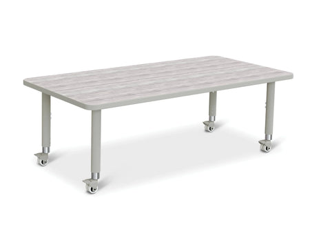 Berries® Rectangle Activity Table - 30" X 60", Mobile - Driftwood Gray/Gray/Gray