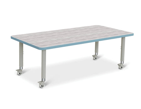 Berries® Rectangle Activity Table - 30" X 60", Mobile - Driftwood Gray/Coastal Blue/Gray