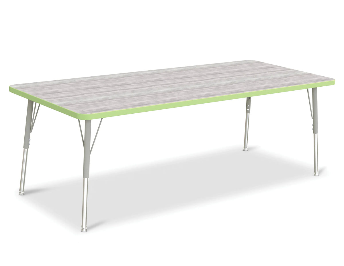 Berries® Rectangle Activity Table - 30" X 72", A-height - Driftwood Gray/Key Lime/Gray