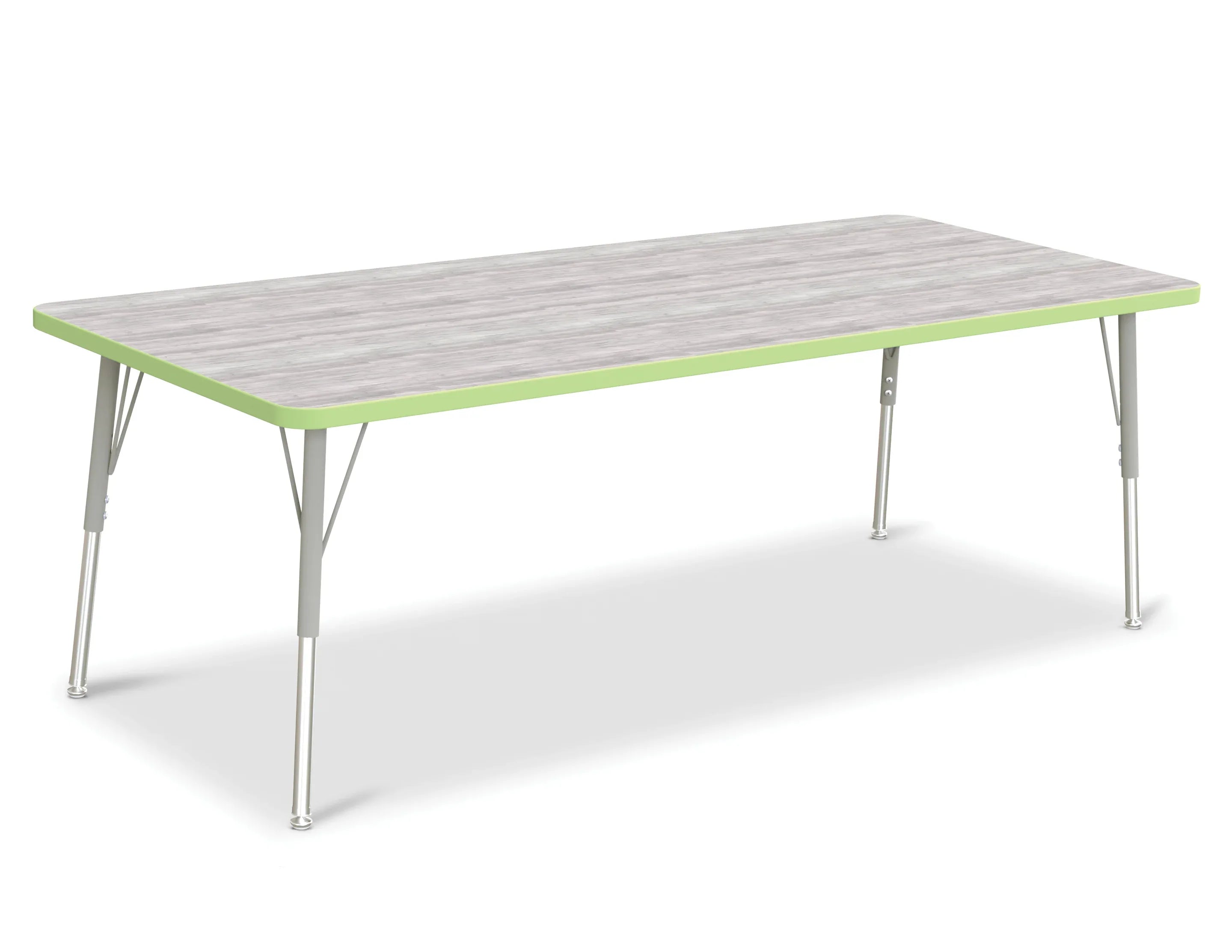 Berries® Rectangle Activity Table - 30" X 72", A-height - Driftwood Gray/Key Lime/Gray