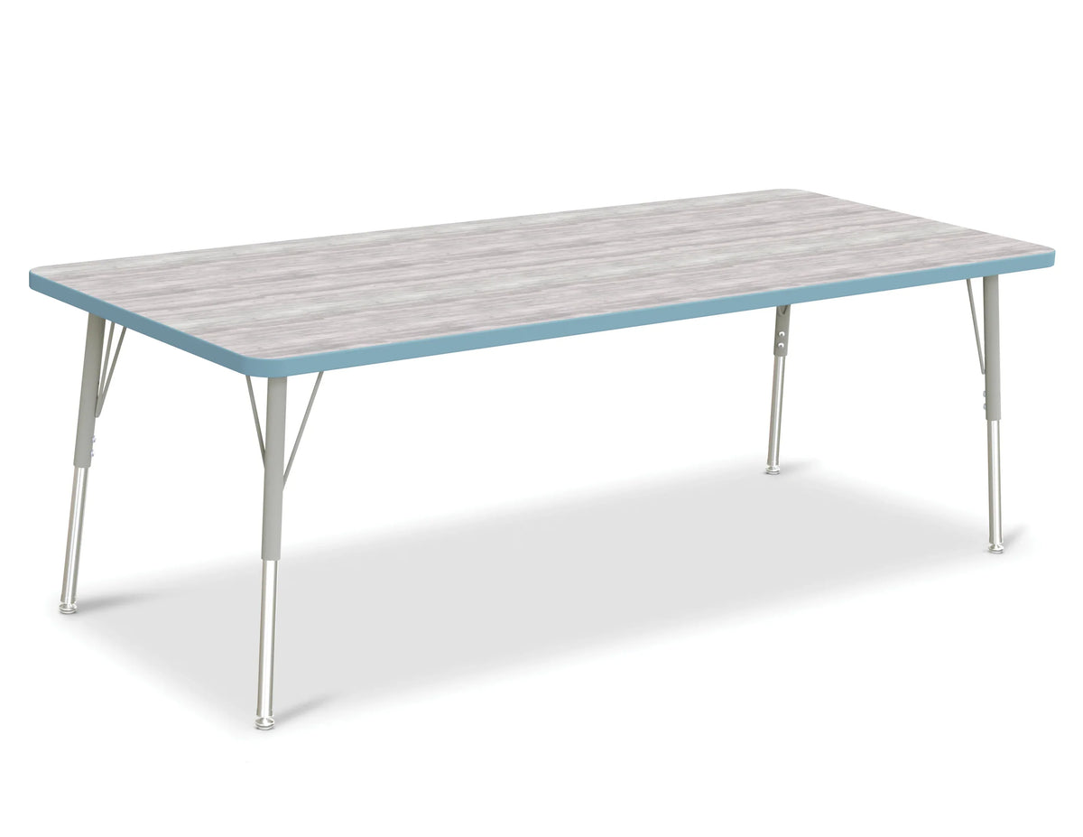 Berries® Rectangle Activity Table - 30" X 72", A-height - Driftwood Gray/Coastal Blue/Gray