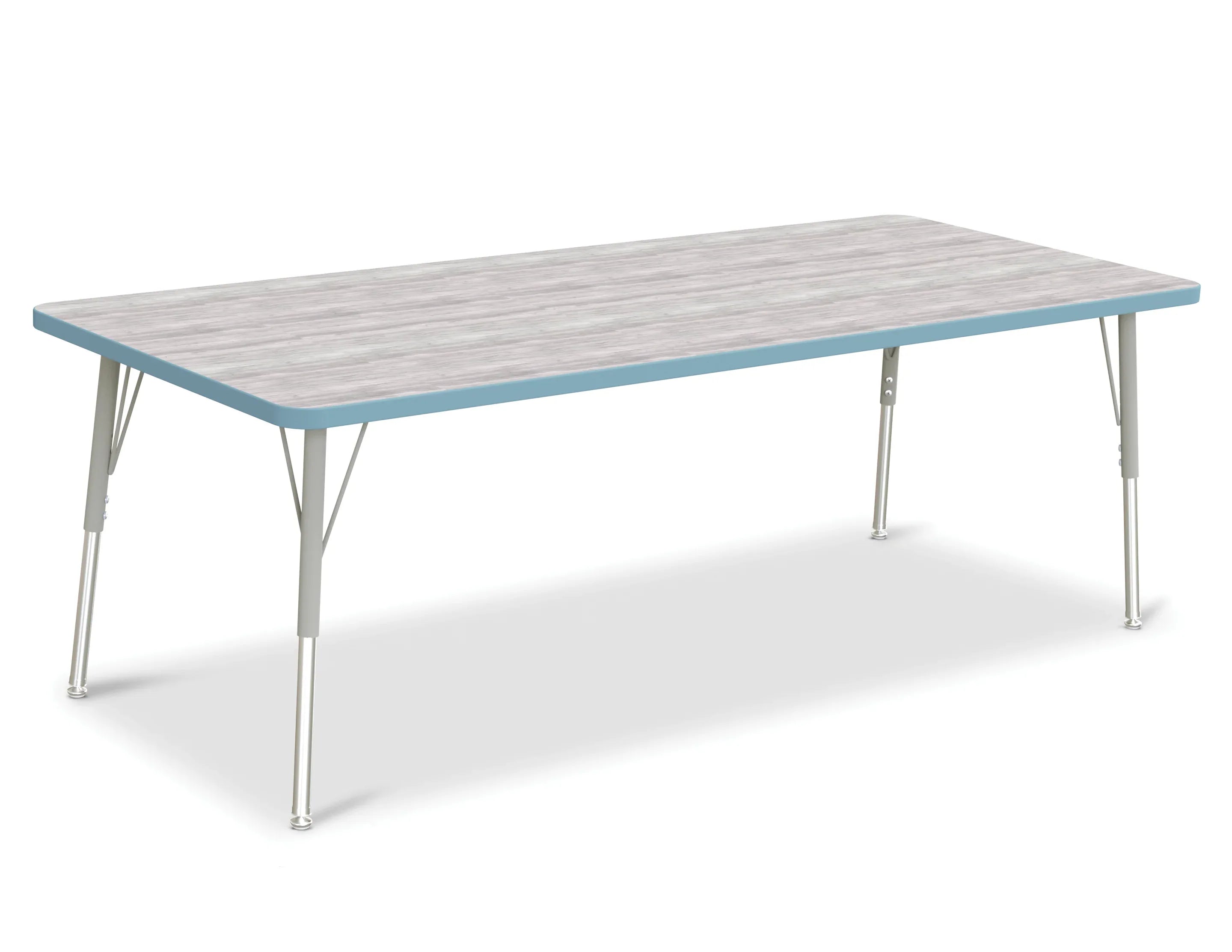 Berries® Rectangle Activity Table - 30" X 72", A-height - Driftwood Gray/Coastal Blue/Gray