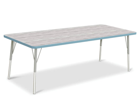 Berries® Rectangle Activity Table - 30" X 72", A-height - Driftwood Gray/Coastal Blue/Gray