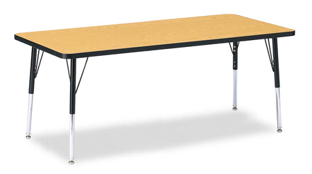 Berries® Rectangle Activity Table - 30" X 72", E-height - Oak/Black/Black