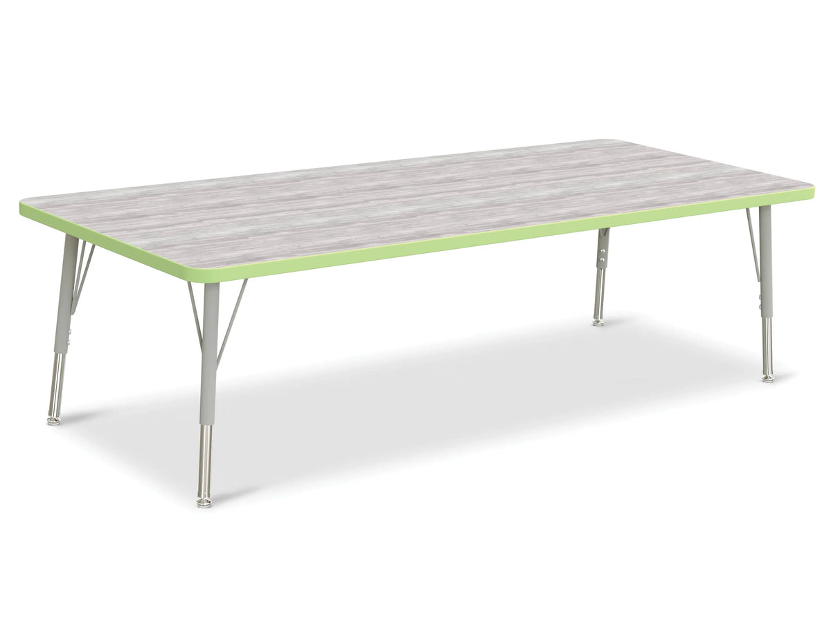 Berries® Rectangle Activity Table - 30" X 72", E-height - Driftwood Gray/Key Lime/Gray