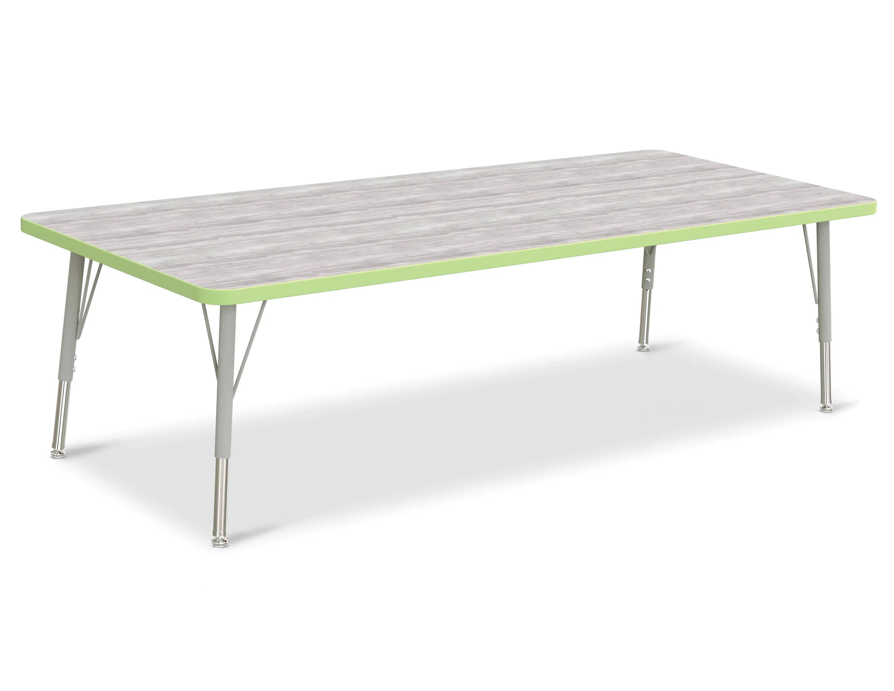 Berries® Rectangle Activity Table - 30" X 72", E-height - Driftwood Gray/Key Lime/Gray