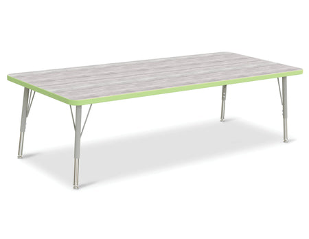 Berries® Rectangle Activity Table - 30" X 72", E-height - Driftwood Gray/Key Lime/Gray