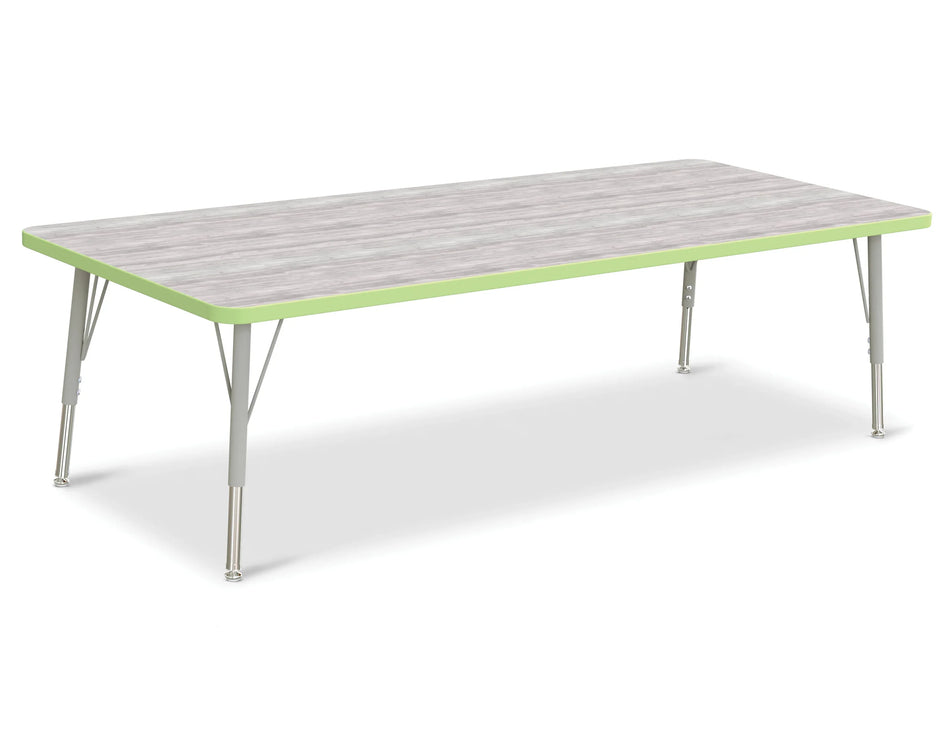 Berries® Rectangle Activity Table - 30" X 72", E-height - Driftwood Gray/Key Lime/Gray