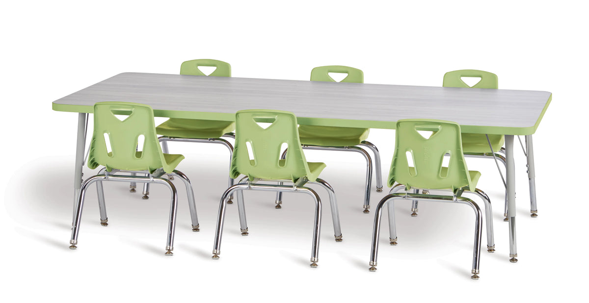 Berries® Rectangle Activity Table - 30" X 72", E-height - Driftwood Gray/Key Lime/Gray
