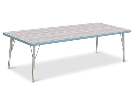 Berries® Rectangle Activity Table - 30" X 72", E-height - Driftwood Gray/Coastal Blue/Gray