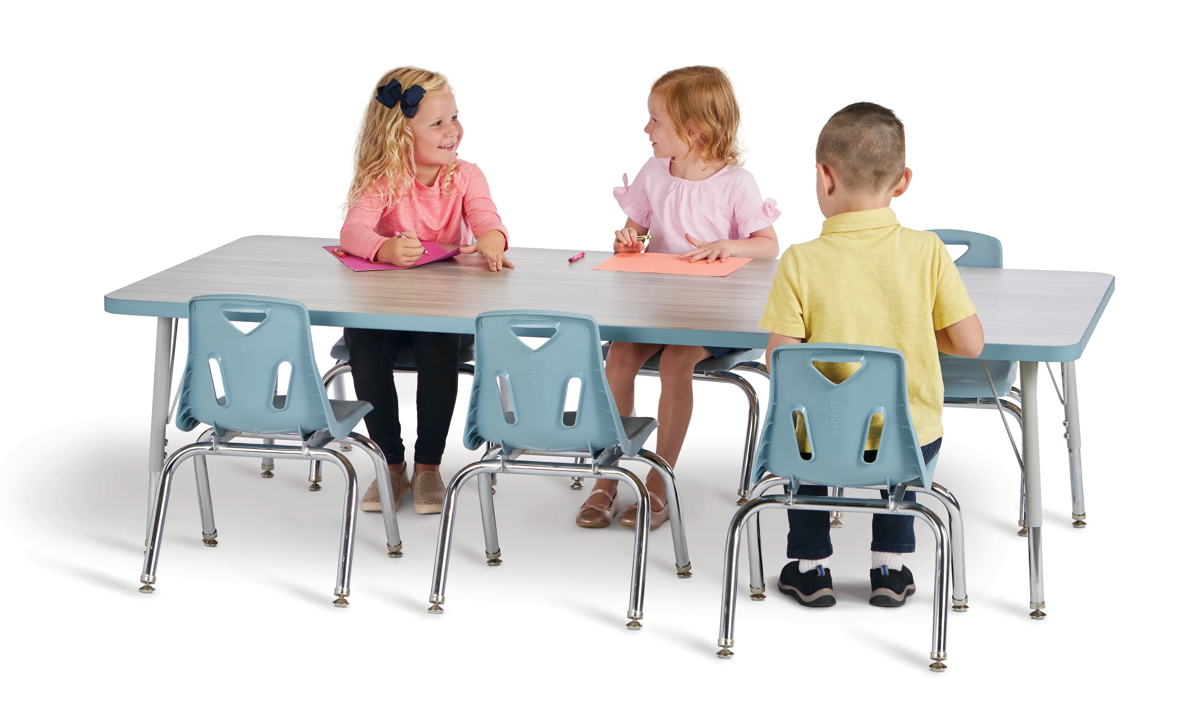Berries® Rectangle Activity Table - 24" X 36", Mobile - Driftwood Gray/Coastal Blue/Gray