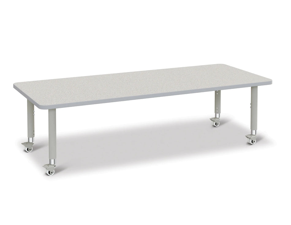 Berries® Rectangle Activity Table - 30" X 72", Mobile - Freckled Gray/Gray/Gray