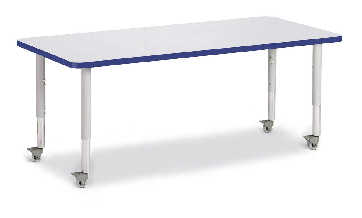 Berries® Rectangle Activity Table - 30" X 72", Mobile - Freckled Gray/Blue/Gray