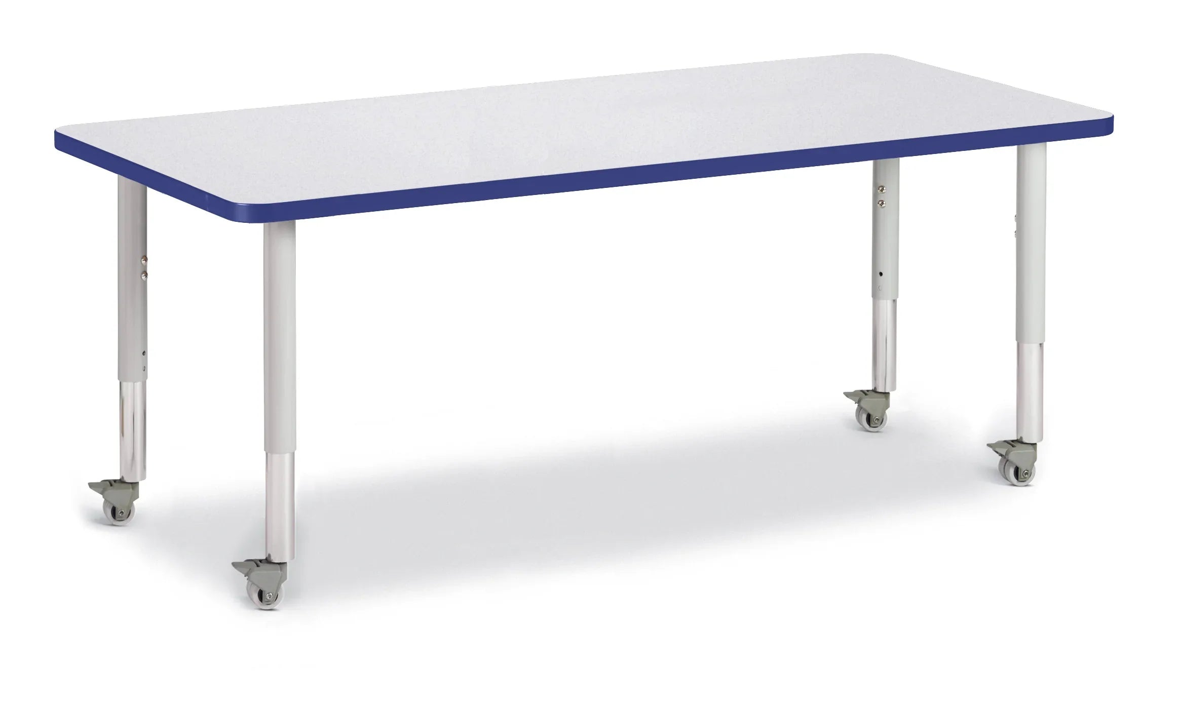 Berries® Rectangle Activity Table - 30" X 72", Mobile - Freckled Gray/Blue/Gray