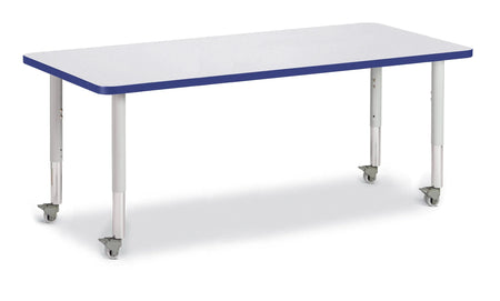 Berries® Rectangle Activity Table - 30" X 72", Mobile - Freckled Gray/Blue/Gray