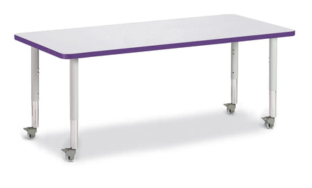 Berries® Rectangle Activity Table - 30" X 72", Mobile - Freckled Gray/Purple/Gray