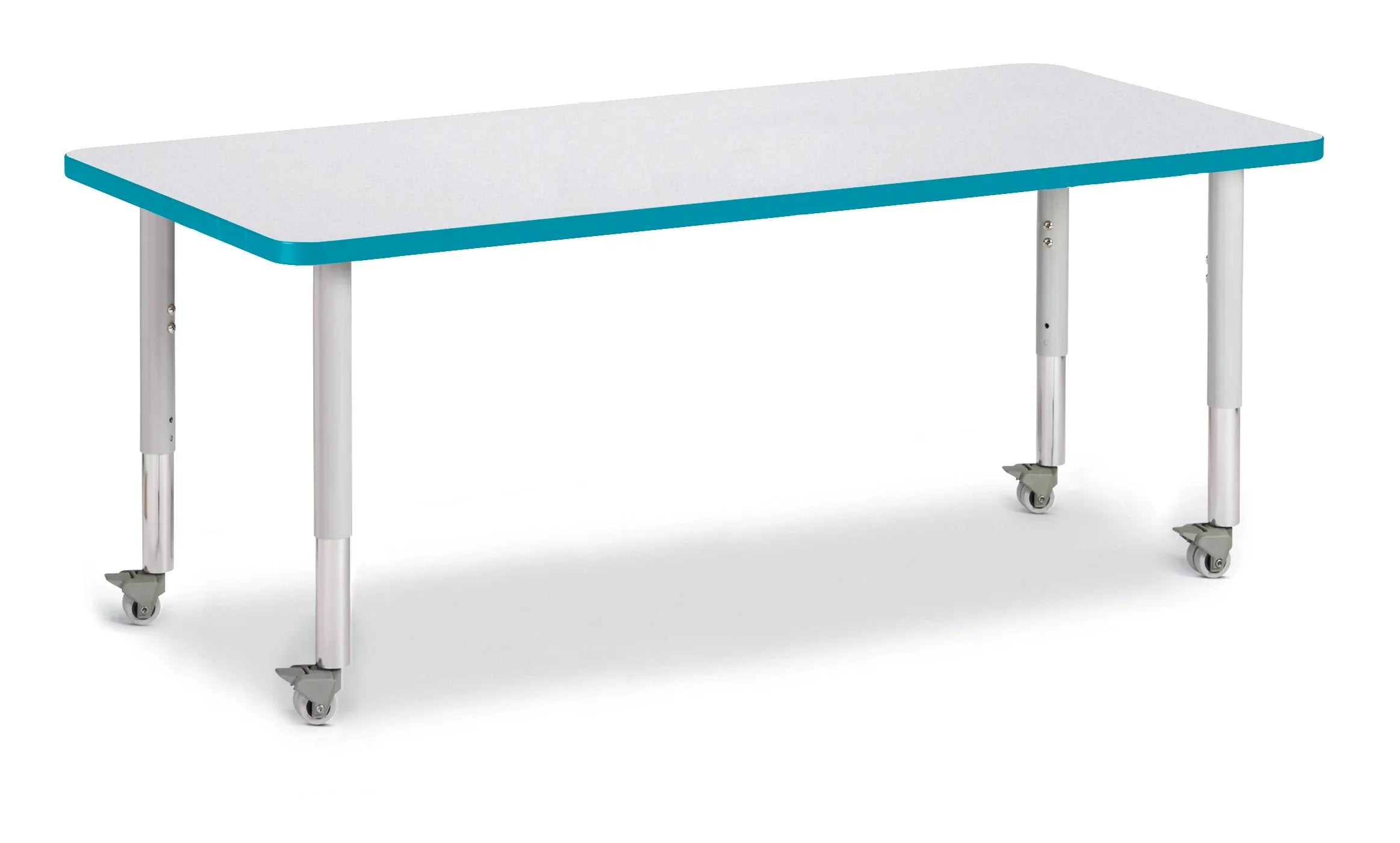 Berries® Rectangle Activity Table - 30" X 72", Mobile - Freckled Gray/Teal/Gray