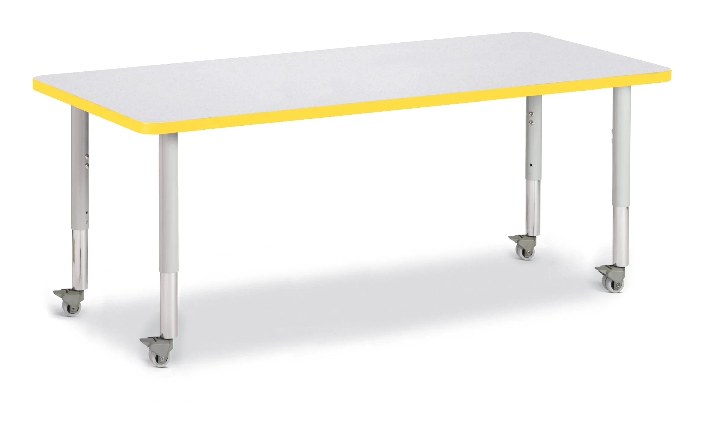 Berries® Rectangle Activity Table - 30" X 72", Mobile - Freckled Gray/Yellow/Gray