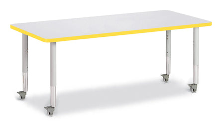 Berries® Rectangle Activity Table - 30" X 72", Mobile - Freckled Gray/Yellow/Gray
