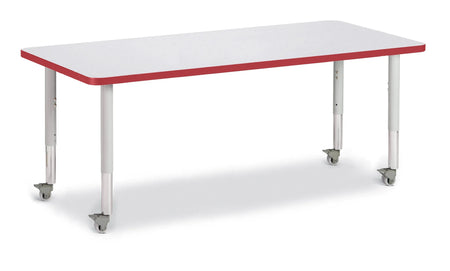 Berries® Rectangle Activity Table - 30" X 72", Mobile - Freckled Gray/Red/Gray