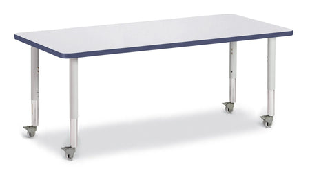 Berries® Rectangle Activity Table - 30" X 72", Mobile - Freckled Gray/Navy/Gray
