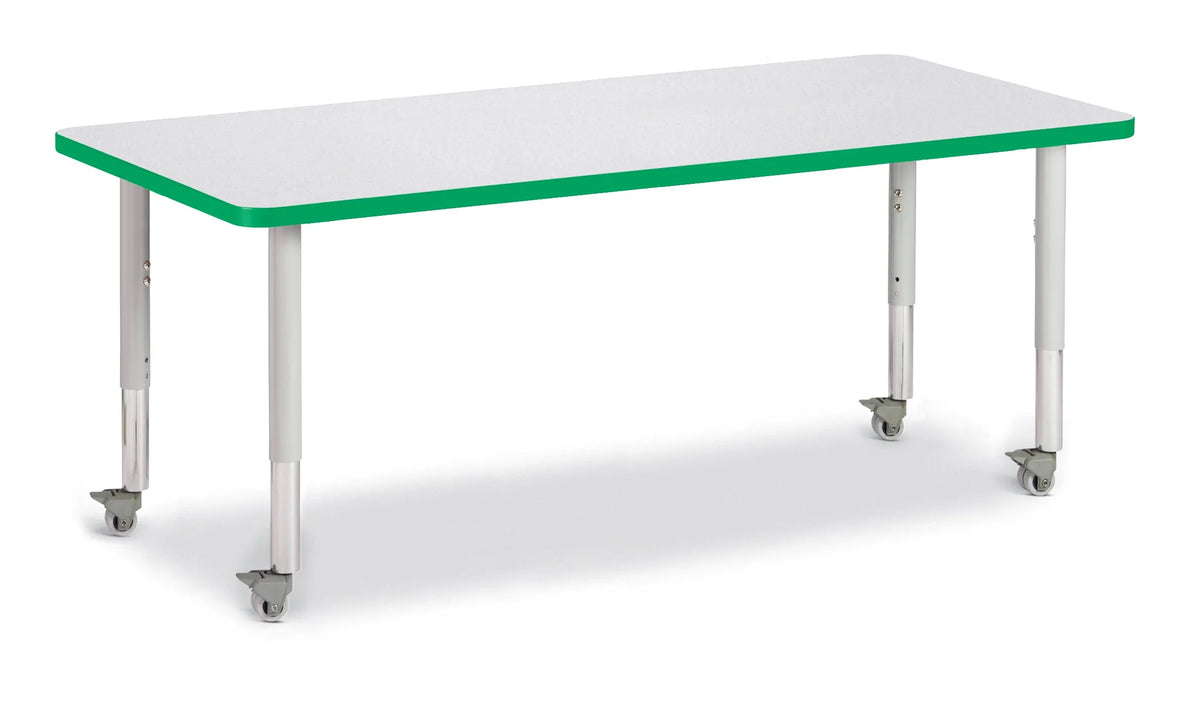 Berries® Rectangle Activity Table - 30" X 72", Mobile - Freckled Gray/Green/Gray