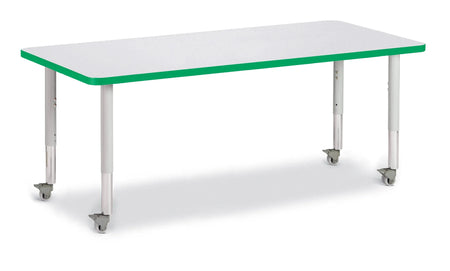 Berries® Rectangle Activity Table - 30" X 72", Mobile - Freckled Gray/Green/Gray