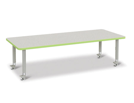 Berries® Rectangle Activity Table - 30" X 72", Mobile - Freckled Gray/Key Lime/Gray