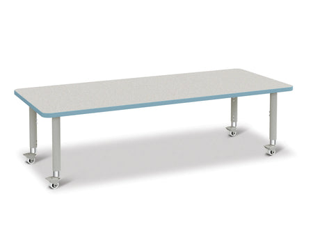 Berries® Rectangle Activity Table - 30" X 72", Mobile - Freckled Gray/Coastal Blue/Gray