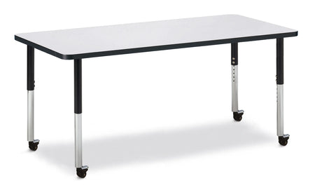 Berries® Rectangle Activity Table - 30" X 72", Mobile - Freckled Gray/Black/Black