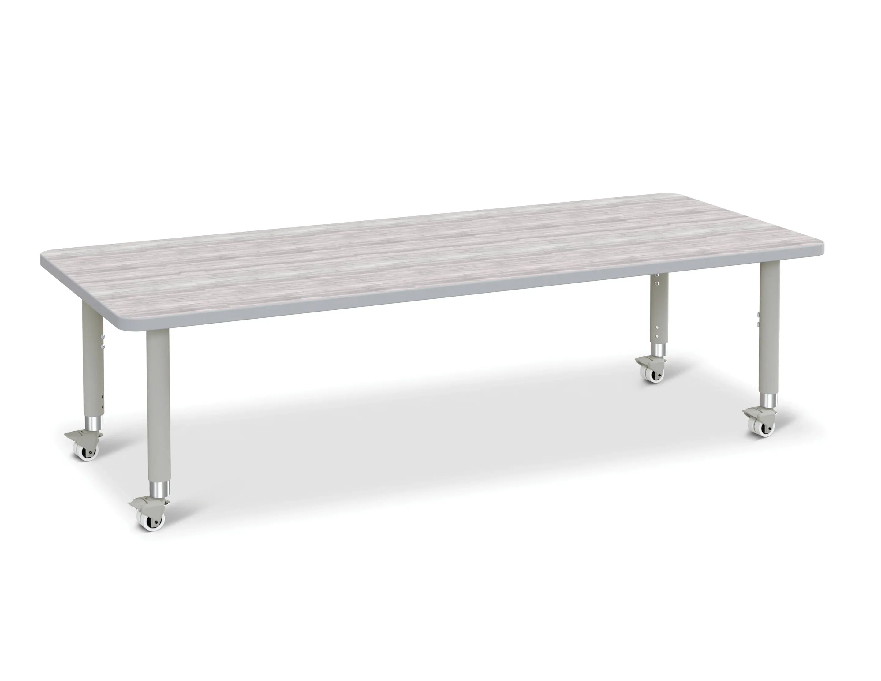 Berries® Rectangle Activity Table - 30" X 72", Mobile - Driftwood Gray/Gray/Gray