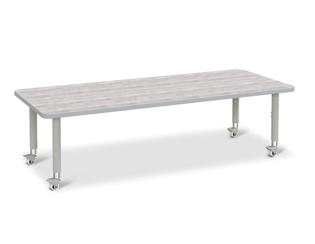 Berries® Rectangle Activity Table - 30" X 72", Mobile - Driftwood Gray/Gray/Gray