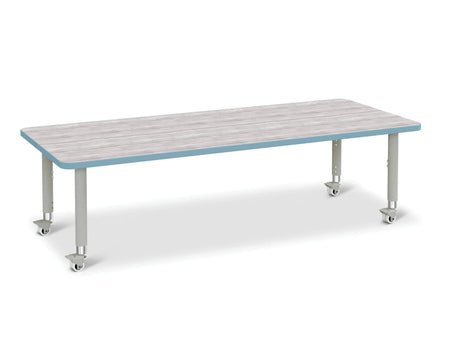Berries® Rectangle Activity Table - 30" X 72", Mobile - Driftwood Gray/Coastal Blue/Gray