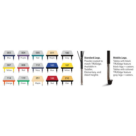 Berries® Square Activity Gray Table - 48" X 48", Color Trim Adjustable height